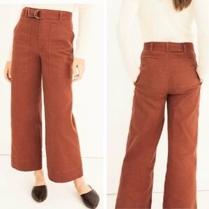 Madewell Utility Wide-Leg Crop Pants Warm Nutmeg Canvas Utility High Rise SZ 24